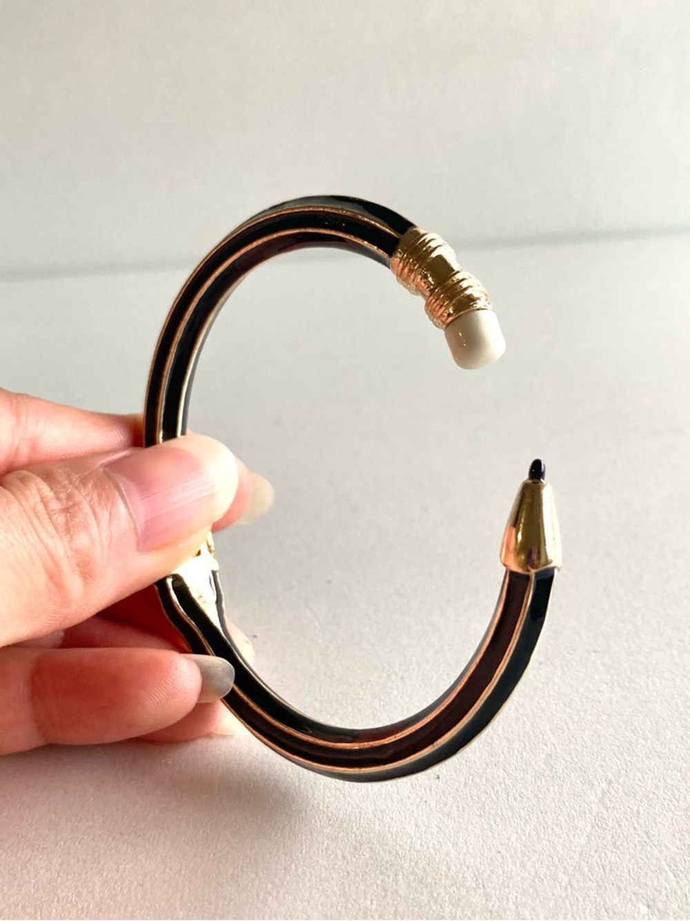 NWOT Gold and Black pencil Cuff Bracelet with White Accent - Picture 5 of 6